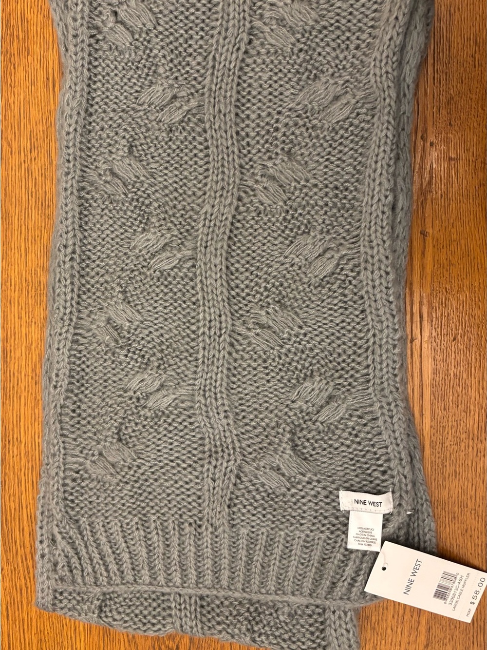 Nine West Gray Cable Knit Women's Scarf